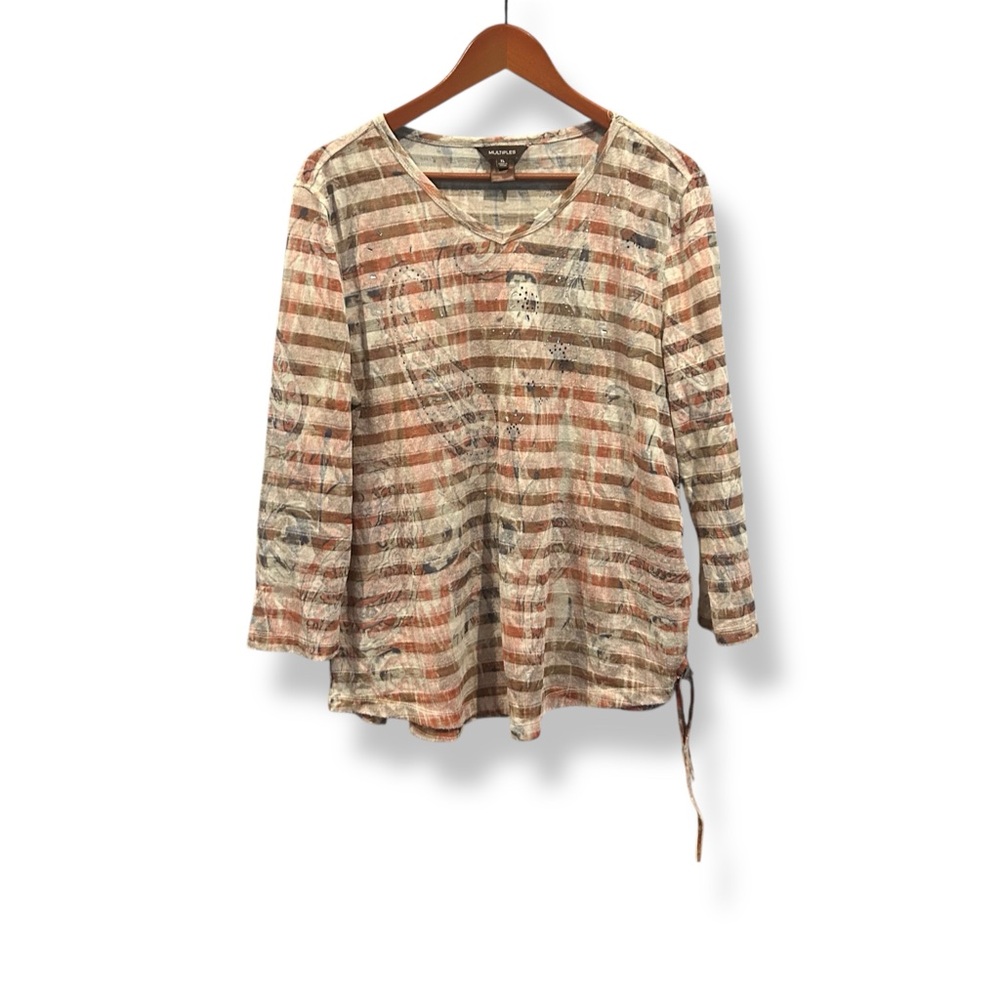 [Multiples] Striped Multicolor Paisley Long Sleeve